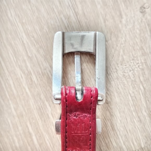 SOLD Brighton Belt Genuine Leather Silver Beaded Native American Red Size 32 … - Picture 10 of 12